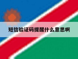 短信验证码提醒什么意思啊