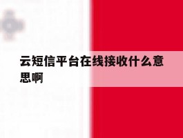 云短信平台在线接收什么意思啊