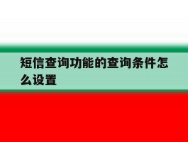 短信查询功能的查询条件怎么设置