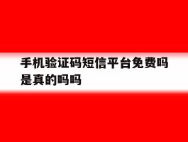 手机验证码短信平台免费吗是真的吗吗