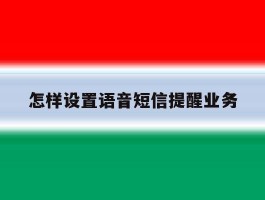 怎样设置语音短信提醒业务