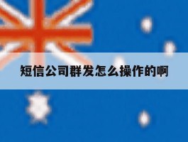 短信公司群发怎么操作的啊