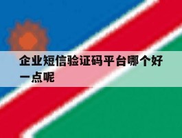 企业短信验证码平台哪个好一点呢