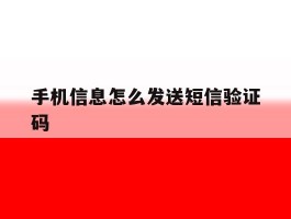手机信息怎么发送短信验证码