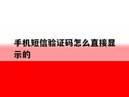 手机短信验证码怎么直接显示的