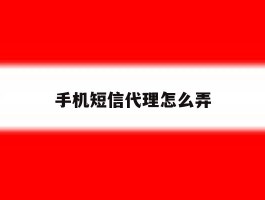 手机短信代理怎么弄
