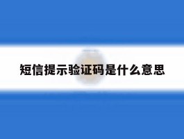 短信提示验证码是什么意思