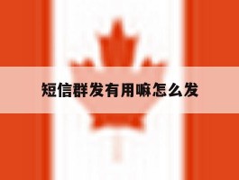 短信群发有用嘛怎么发