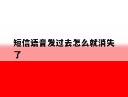 短信语音发过去怎么就消失了