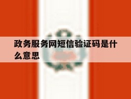政务服务网短信验证码是什么意思