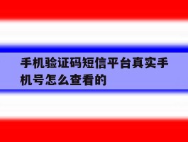 手机验证码短信平台真实手机号怎么查看的