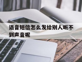 语音短信怎么发给别人听不到声音呢