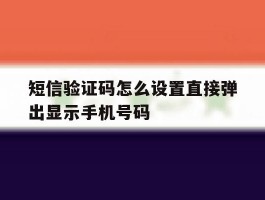 短信验证码怎么设置直接弹出显示手机号码