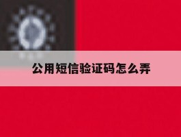 公用短信验证码怎么弄