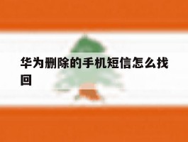 华为删除的手机短信怎么找回